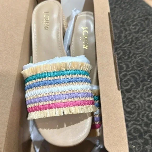 J.Crew factory Woven mule heels Rainbow Raffia - Picture 3 of 5